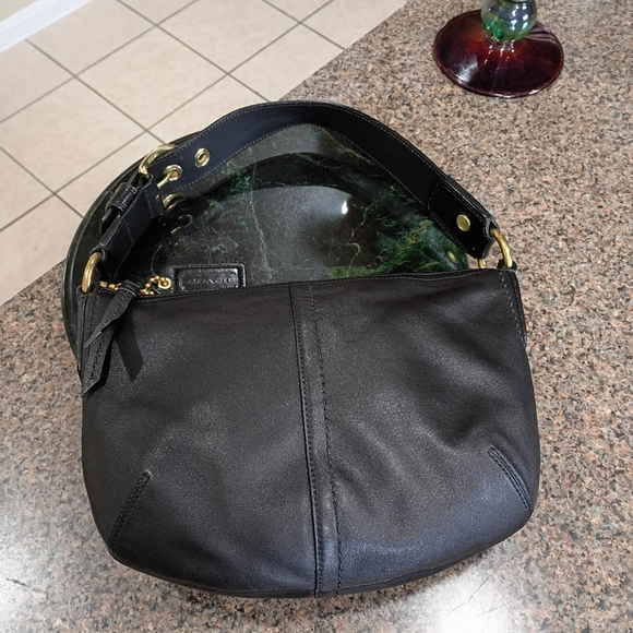 COACH Mini Black Soft Pebbled Leather Hobo Shoulder Bag Y2k - Picture 15 of 17